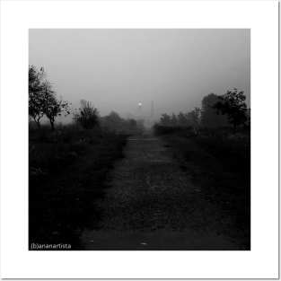 Empty road leading nowhere (black and white photography)) Posters and Art